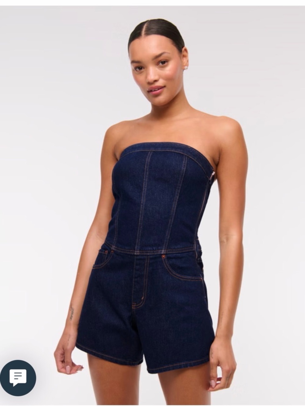 Abercrombie & Fitch Dark Blue Strapless Denim Romper